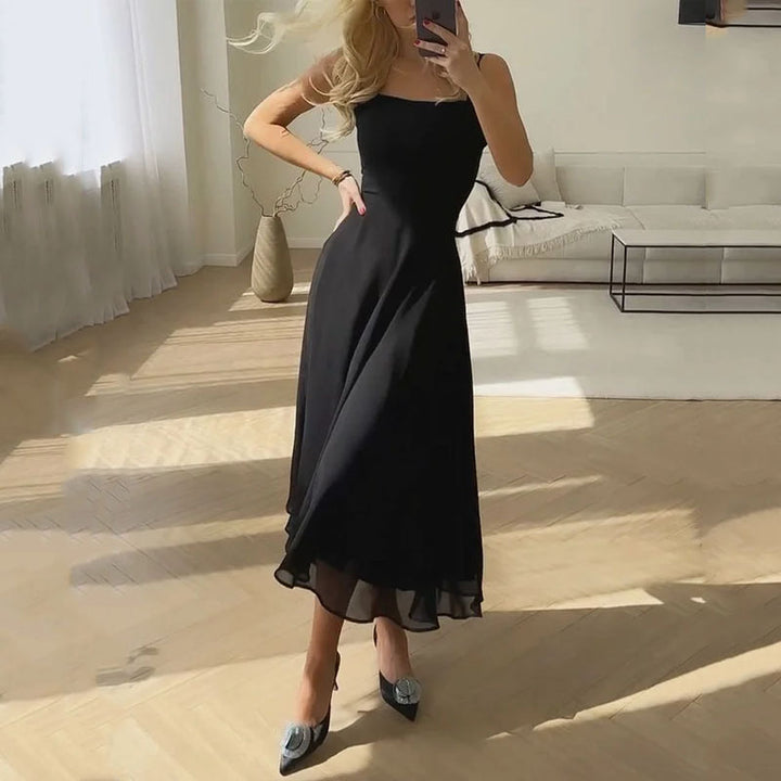 Lucy | Damska elegancka sukienka midi na wesele z dekoltem karo foto 2