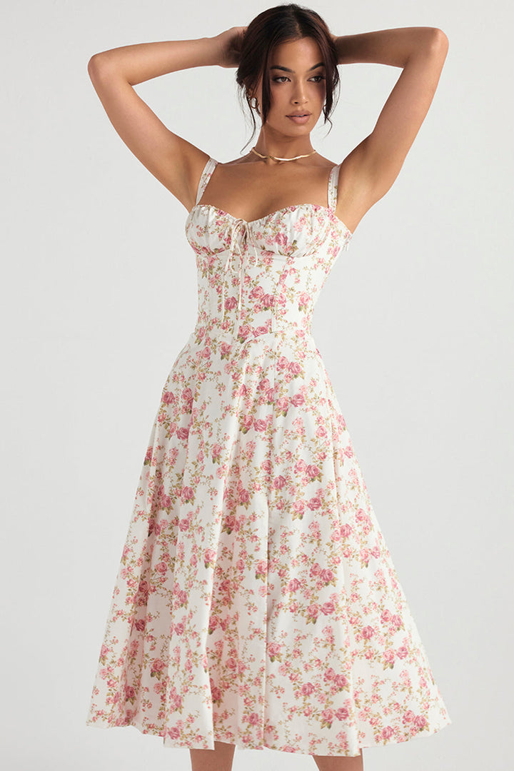 Nova | Damska sukienka midi na wesele z podkreśloną talią foto 1