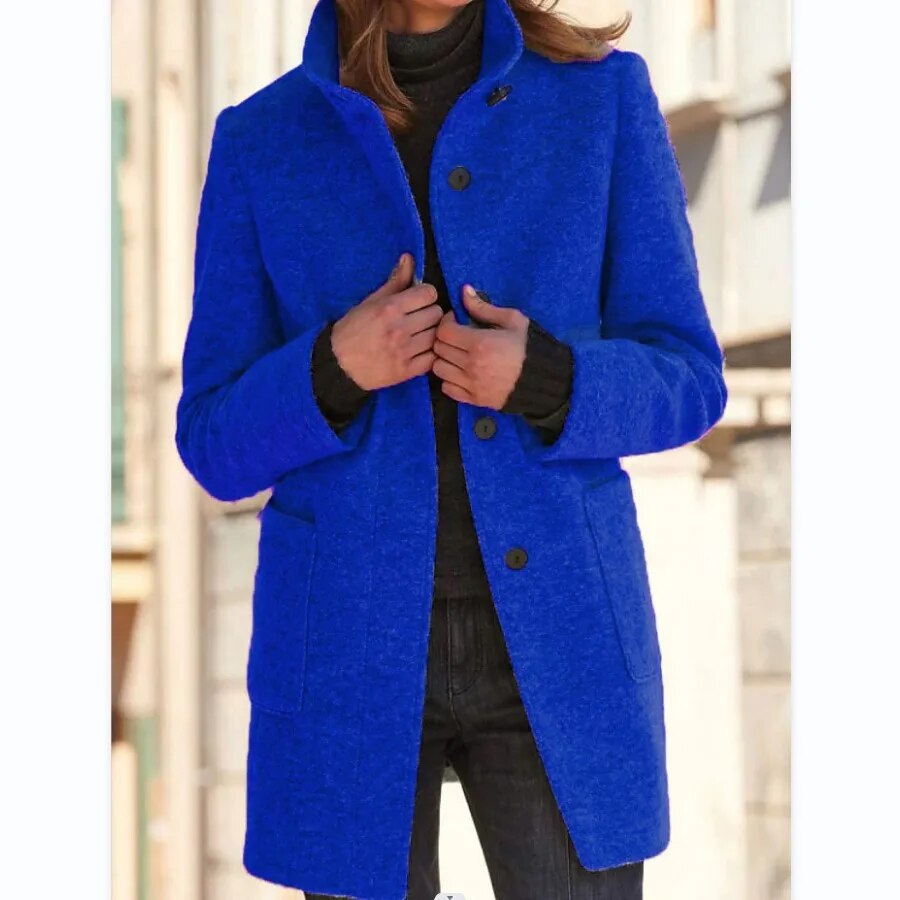Autumn Women's Coat in Elegant Wool in Blue