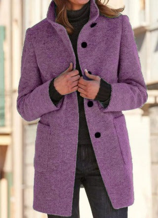 Autumn Women's Coat in Elegant Wool in Purple