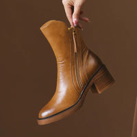 Penelope | Black Leather Ankle Boots for Women