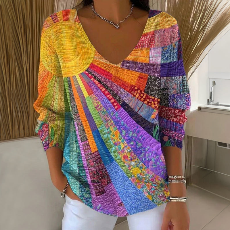 Buntes Patchwork T-Shirt Womens t-shirt w kolorze Wielokolorowy