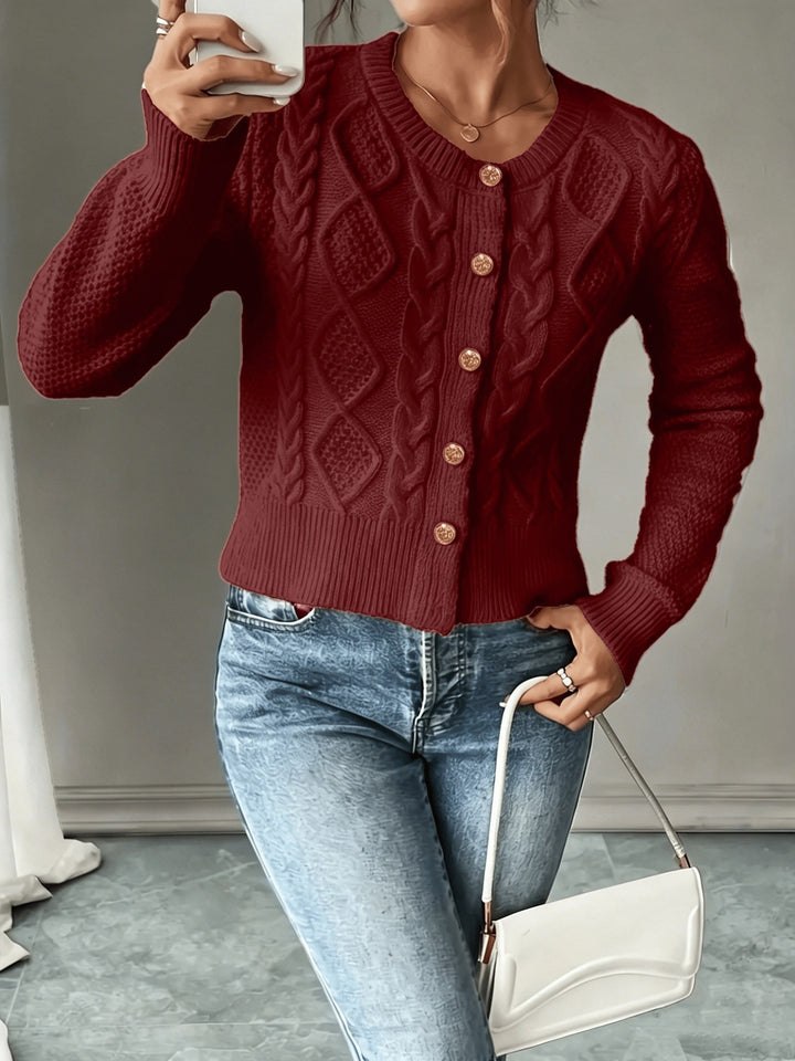 Cable-Knit Button-Front Cardigan Cardigan (11)