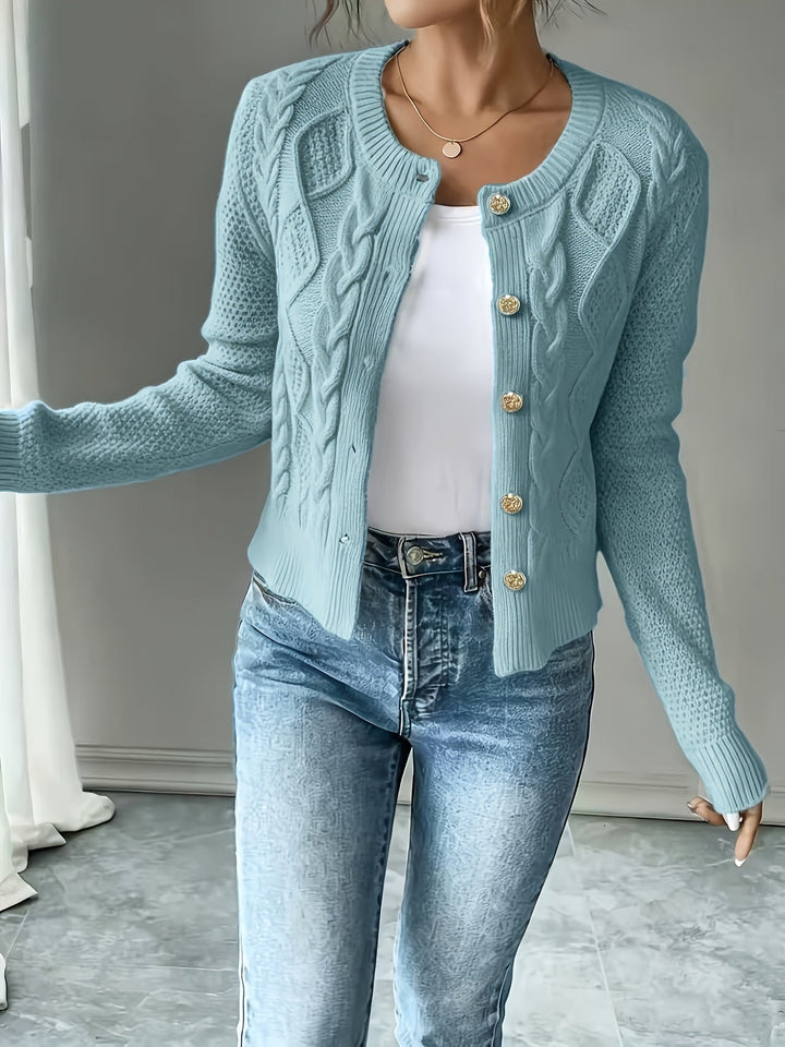 Cable-Knit Button-Front Cardigan Cardigan (13)
