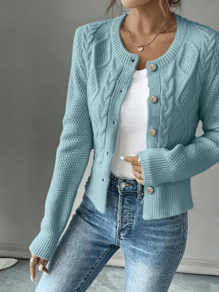 Cable-Knit Button-Front Cardigan Cardigan (16)