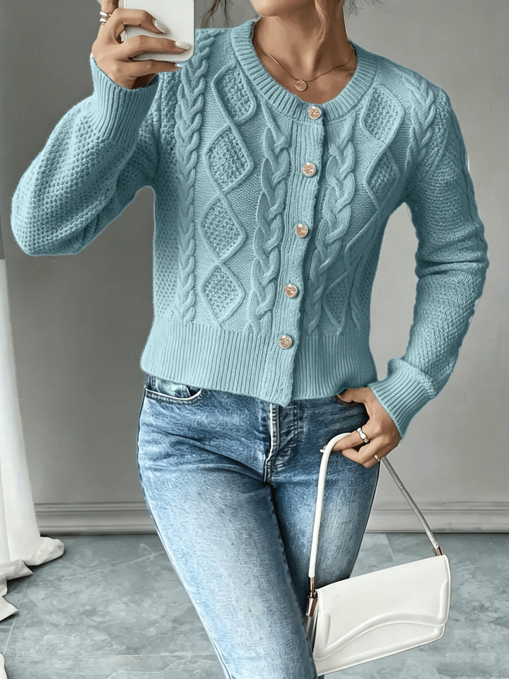 Cable-Knit Button-Front Cardigan Cardigan (17)