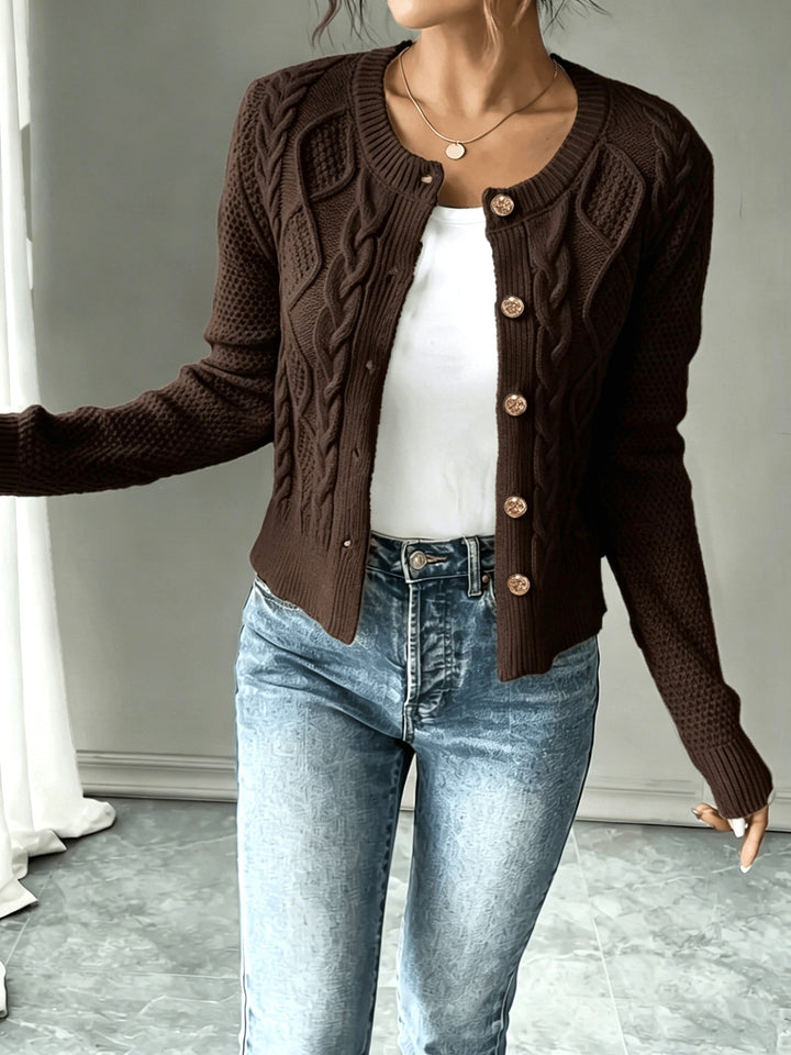 Cable-Knit Button-Front Cardigan Cardigan (19)