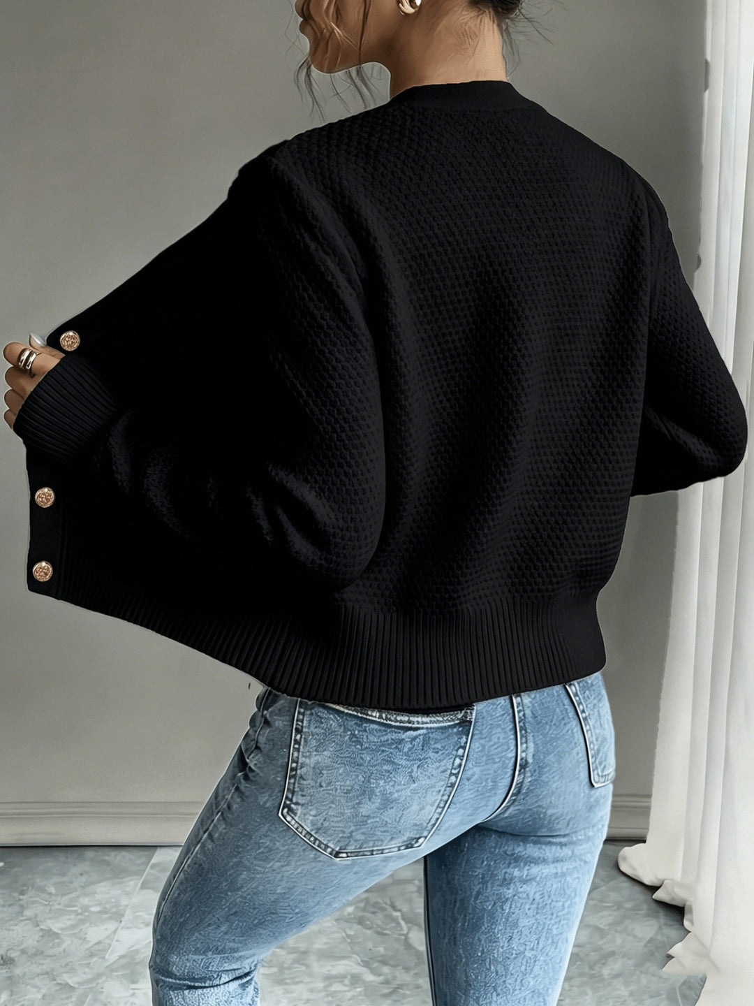 Cable-Knit Button-Front Cardigan Cardigan (2)