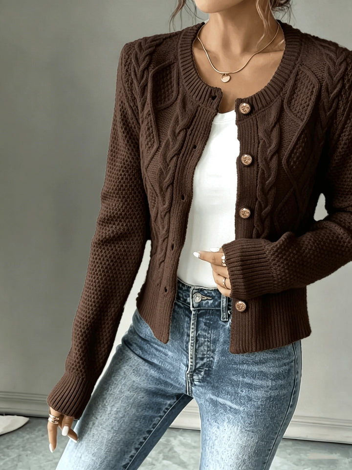 Cable-Knit Button-Front Cardigan Cardigan (22)