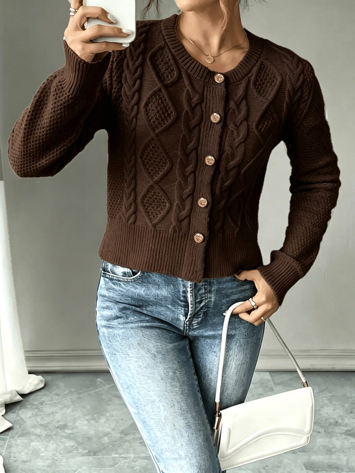 Cable-Knit Button-Front Cardigan Cardigan (23)