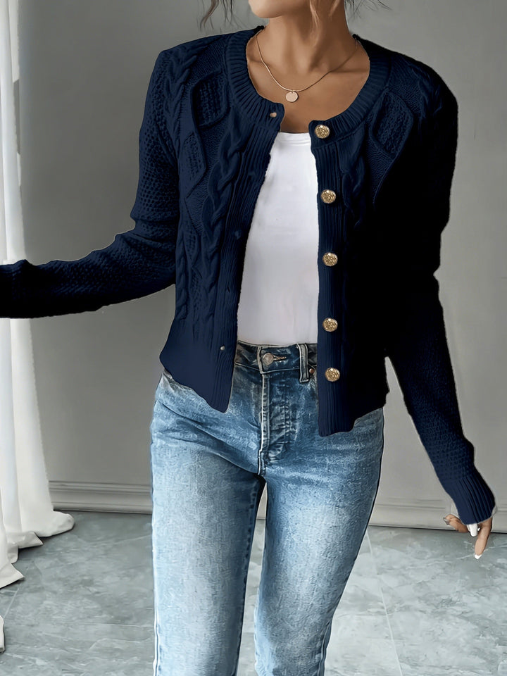 Cable-Knit Button-Front Cardigan Cardigan (25)