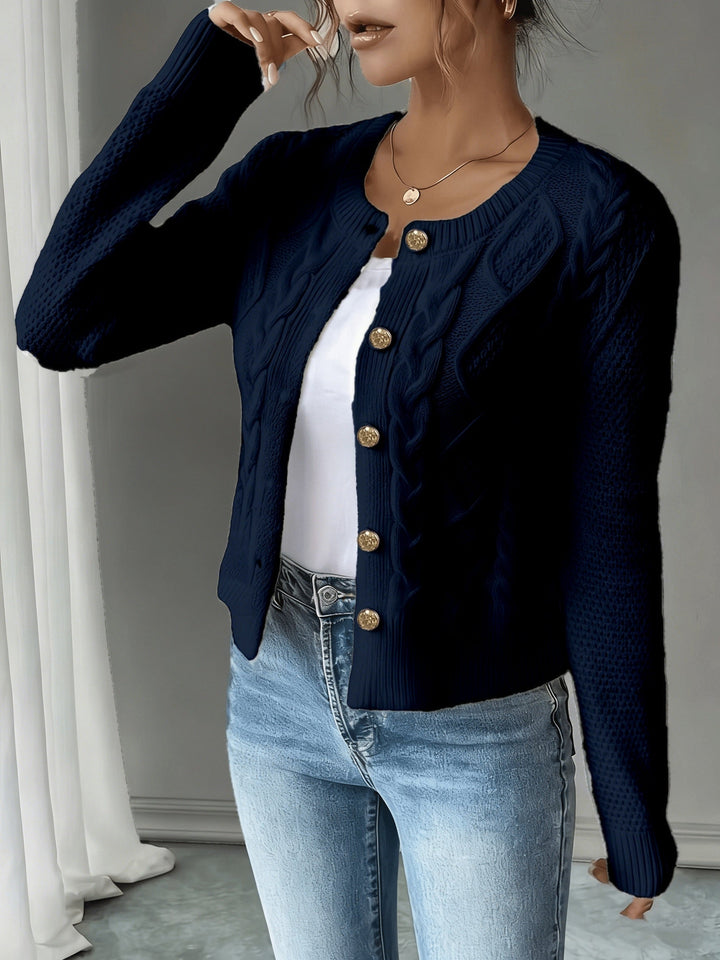 Cable-Knit Button-Front Cardigan Cardigan (27)