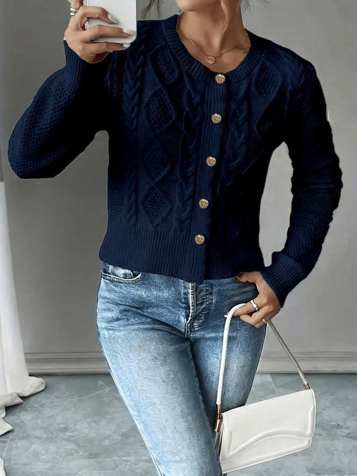 Cable-Knit Button-Front Cardigan Cardigan (29)