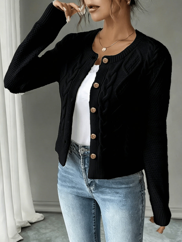 Cable-Knit Button-Front Cardigan Cardigan (3)