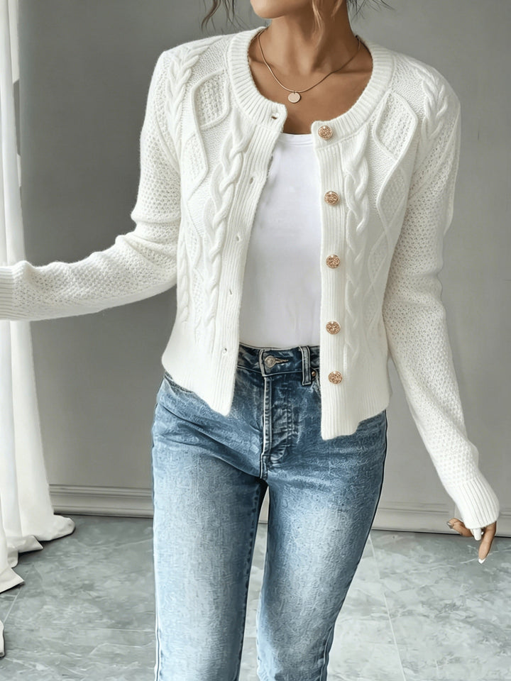 Cable-Knit Button-Front Cardigan Cardigan (31)