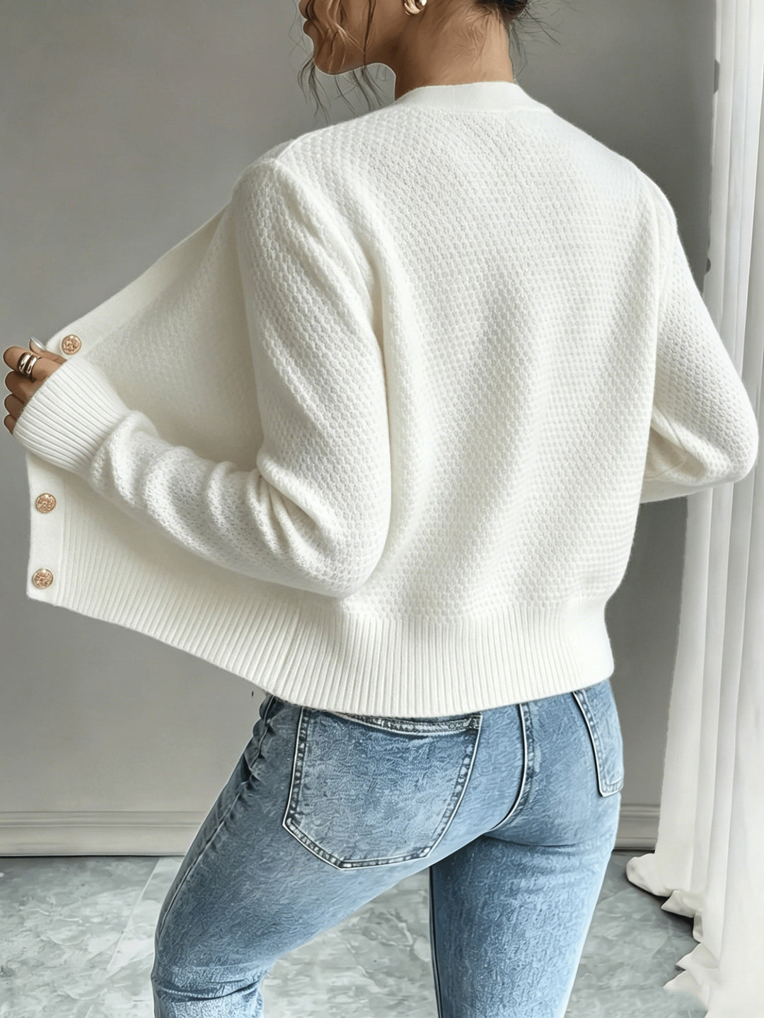 Cable-Knit Button-Front Cardigan Cardigan (32)