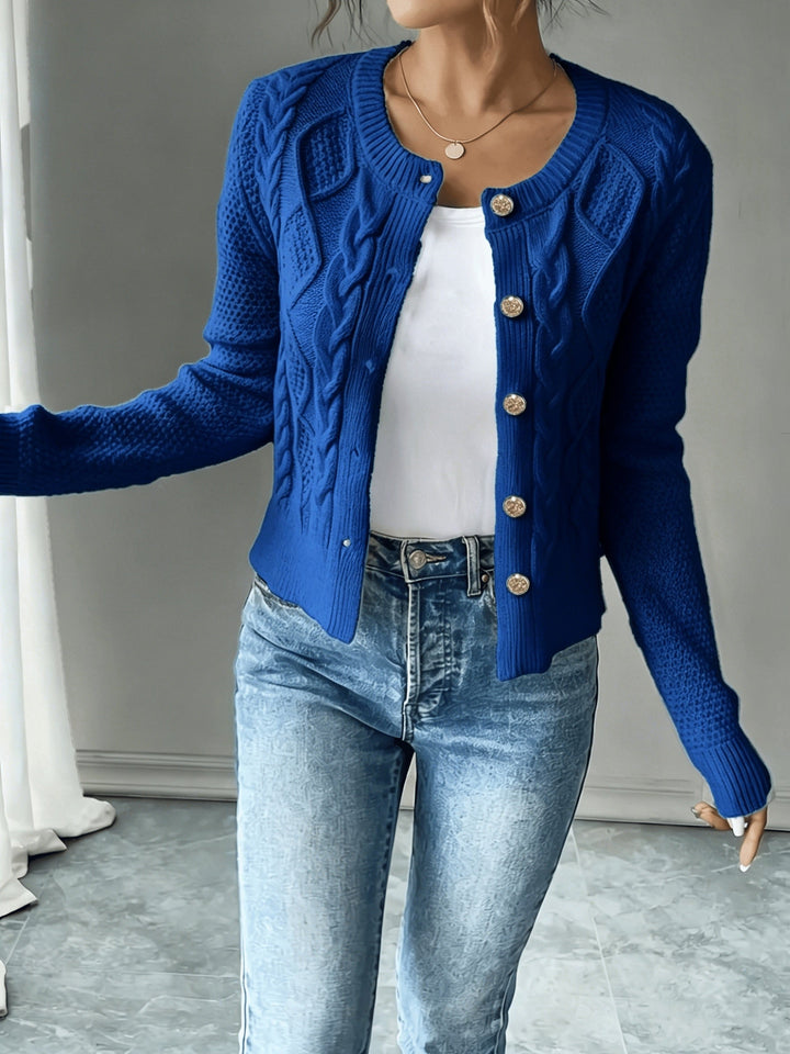 Cable-Knit Button-Front Cardigan Cardigan (37)