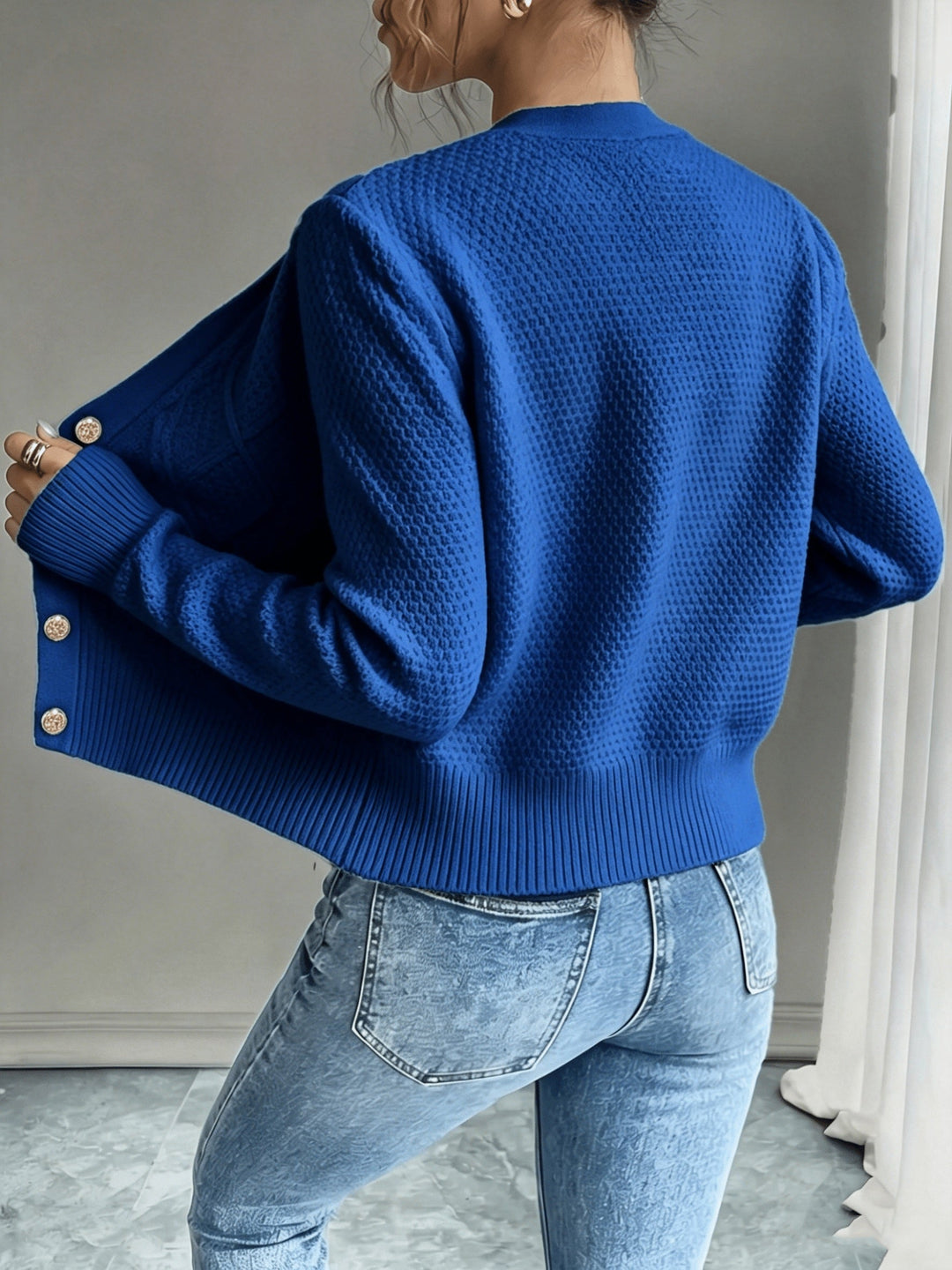 Cable-Knit Button-Front Cardigan Cardigan (38)