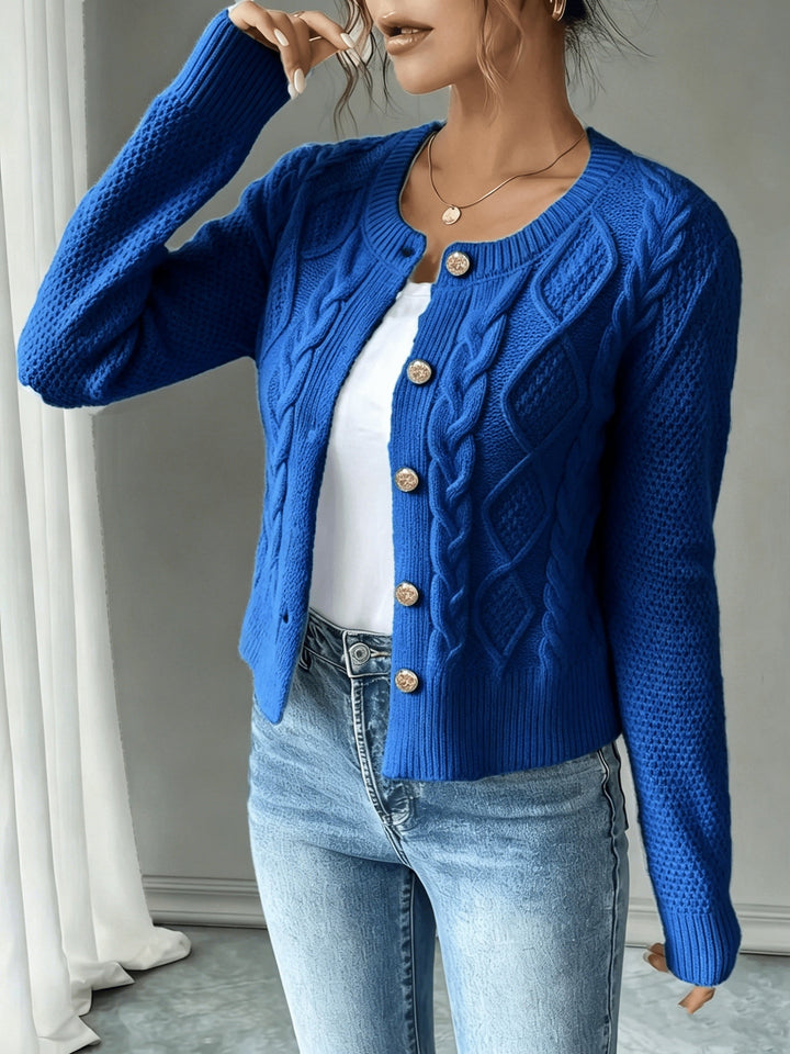 Cable-Knit Button-Front Cardigan Cardigan (39)