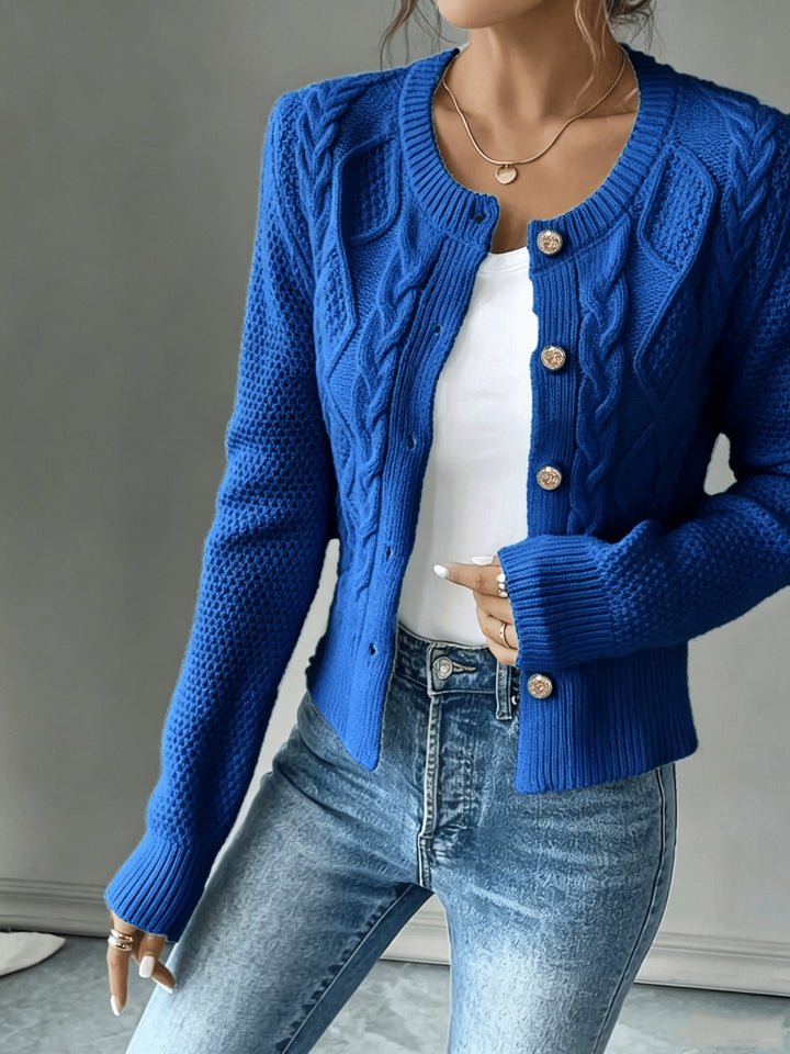 Cable-Knit Button-Front Cardigan Cardigan (40)