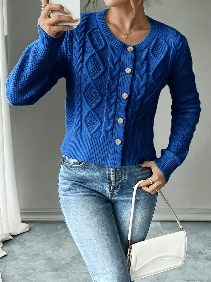 Cable-Knit Button-Front Cardigan Cardigan (41)