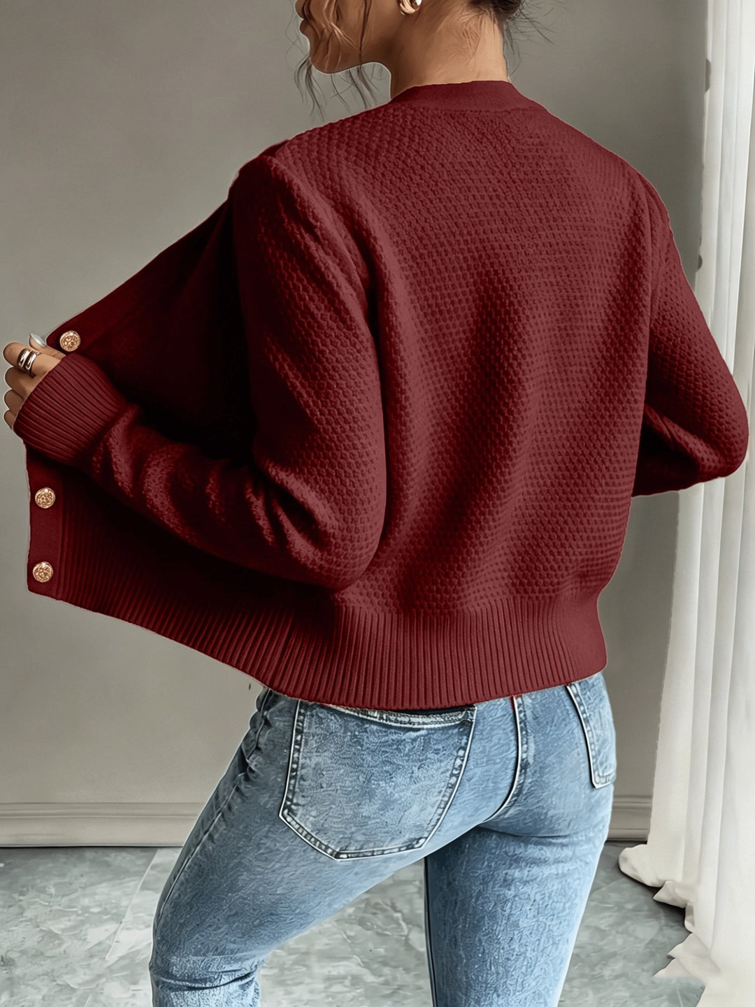 Cable-Knit Button-Front Cardigan Cardigan (8)