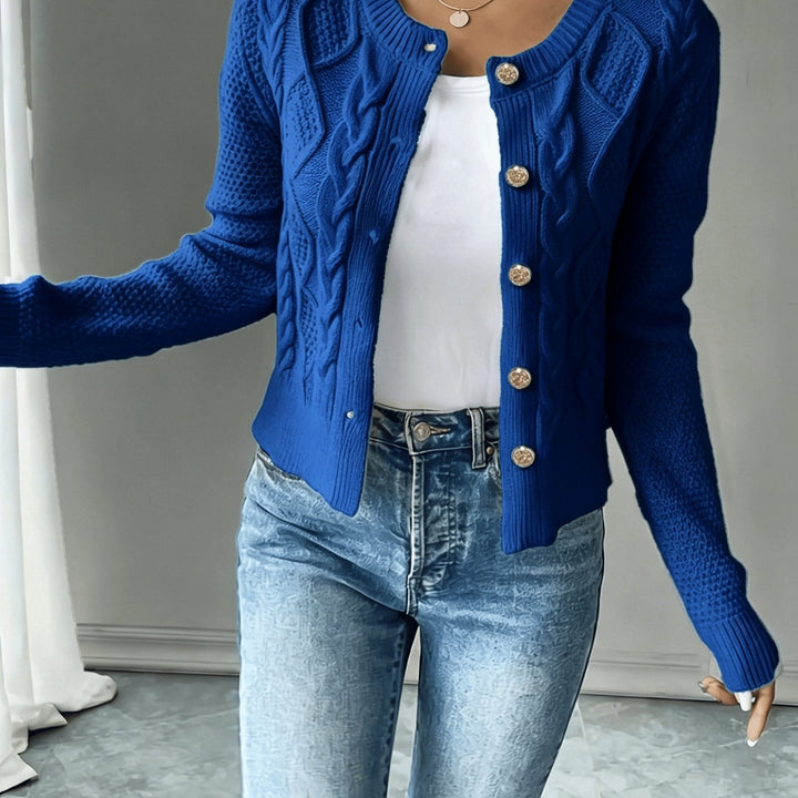 Cable-Knit Button-Front Cardigan Cardigan w kolorze Niebieski