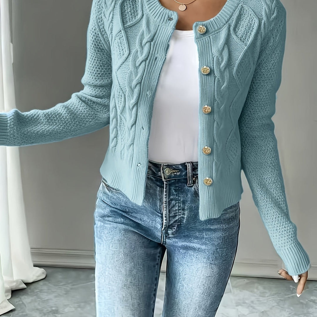 Cable-Knit Button-Front Cardigan Cardigan w kolorze Sky Blue