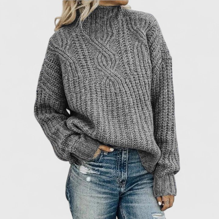 Cable Knit Women's Jumper for Autumn in Grey
