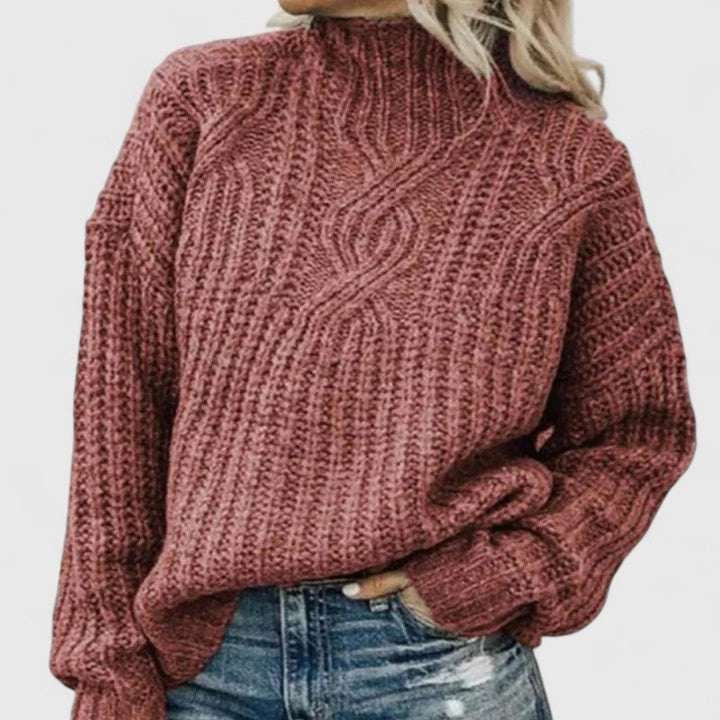 Cable Knit Women's Jumper for Autumn in Pink