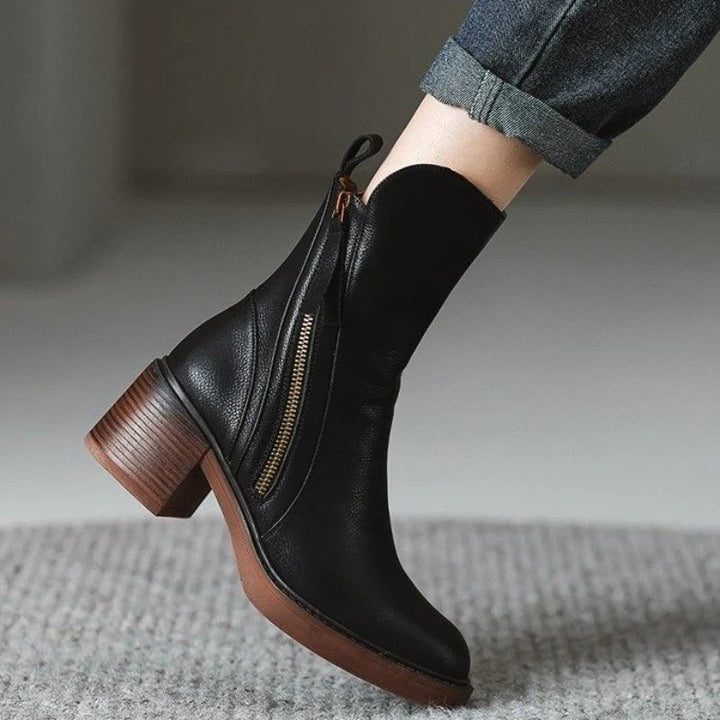 Comfortable Women's Ankle Boots in Premium Leather in Black
