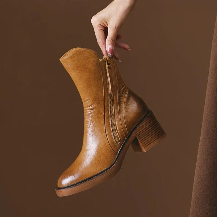 Comfortable Women's Ankle Boots in Premium Leather in Brown