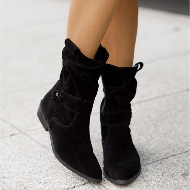 Comfortable Women's Brown Boots for Autumn in Black