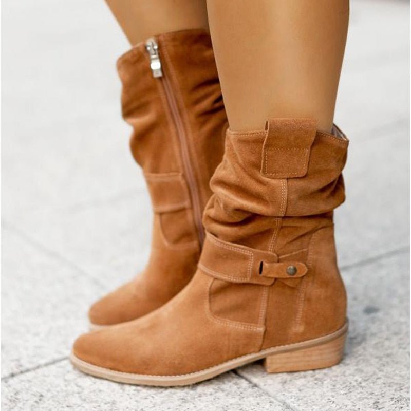 Comfortable Women's Brown Boots for Autumn in Gelbbraun