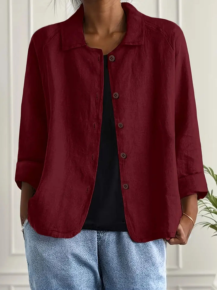 Damen Casual Leichte Jacke Mit w kolorze Karmesinrot