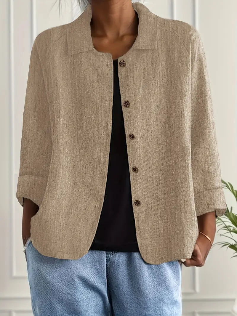 Damen Casual Leichte Jacke Mit w kolorze Khaki
