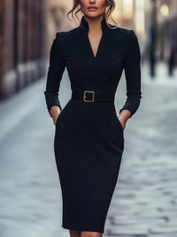 Alexandra | Women's Wrap Midi Dress with Waist Belt