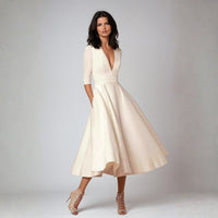 Laura | Women's Elegant Flared Midi Dress for Weddings