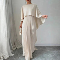 Eva | Women's Pleated Cape Maxi Dress for Weddings