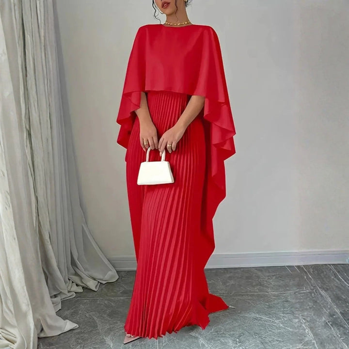 Damen Hochzeitsgast Gefaltetes Cape Maxikleid w kolorze Czerwony