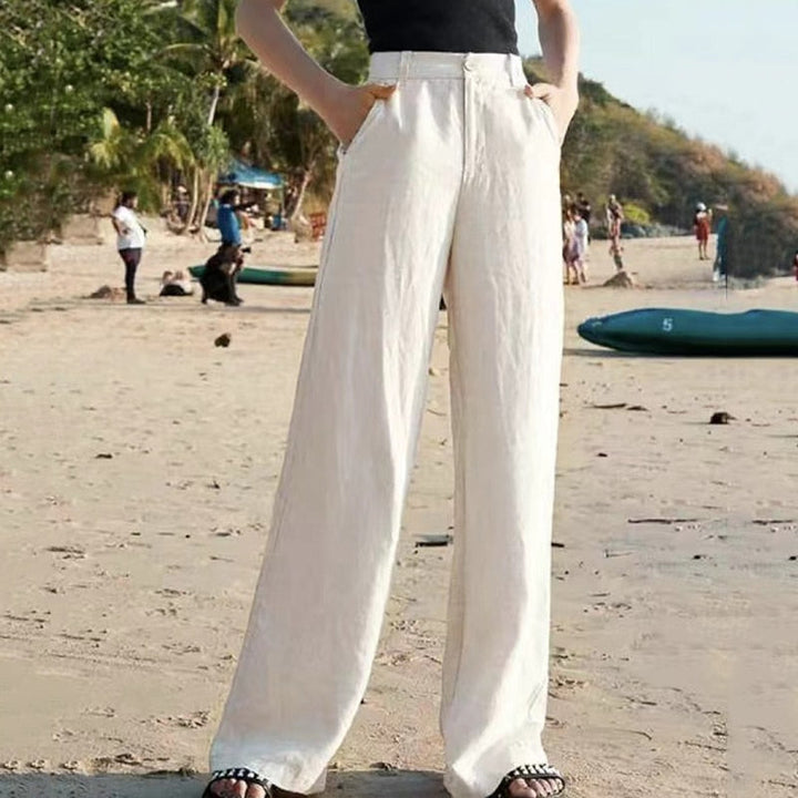 Damenhose | Klassische Hose mit weitem w kolorze Beżowy