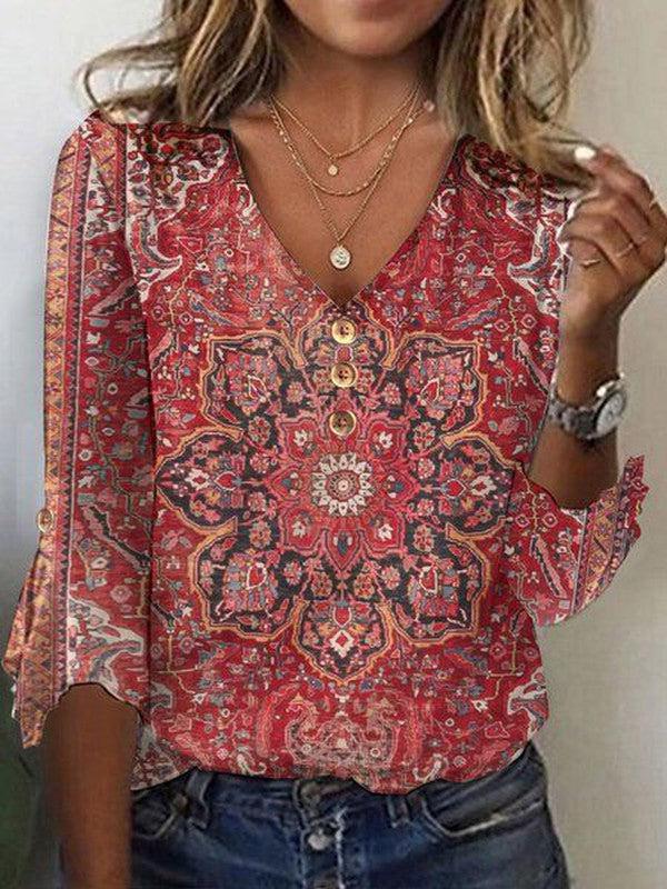Damska bluzka na lato w stylu boho w kolorze Czerwony 2