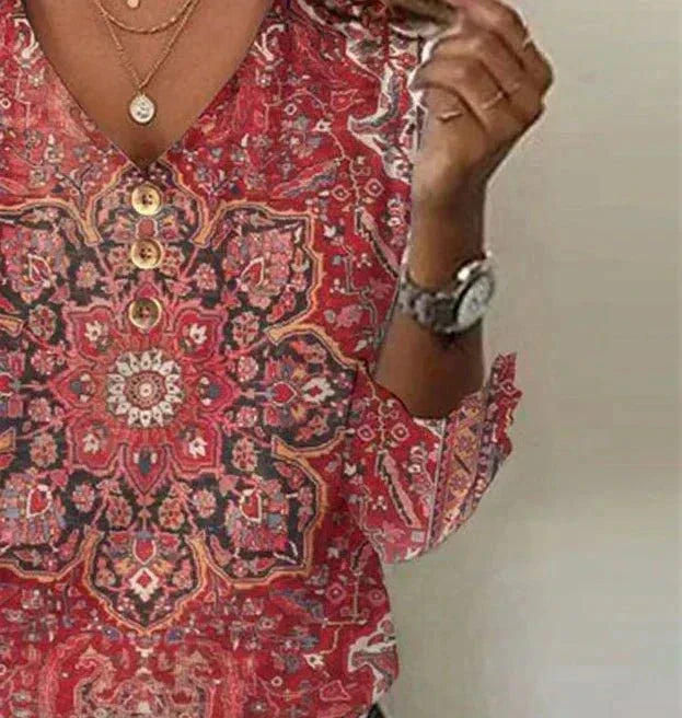 Damska bluzka na lato w stylu boho w kolorze Czerwony 3