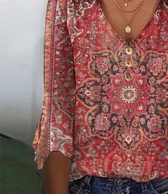 Damska bluzka na lato w stylu boho w kolorze Czerwony 4