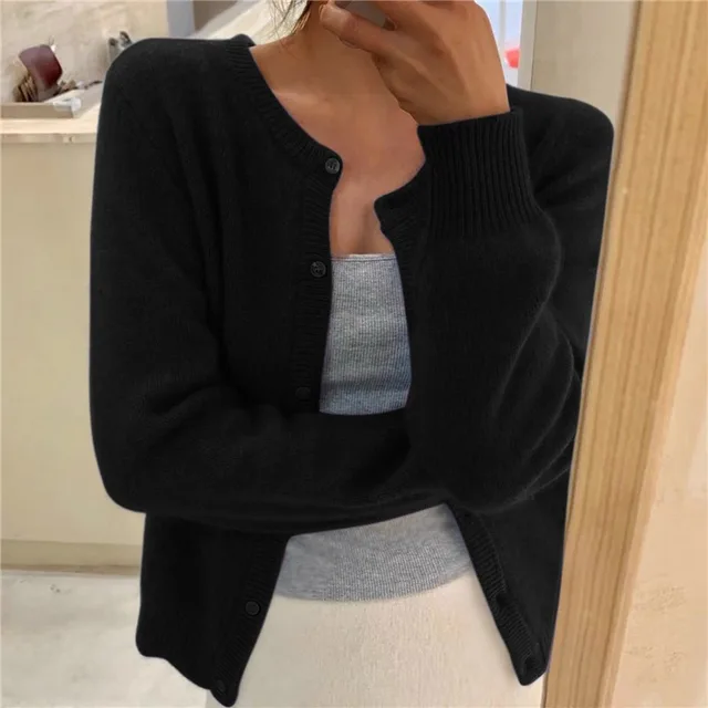 Damska elegancka bluza dziewiarska w kolorze Czarny