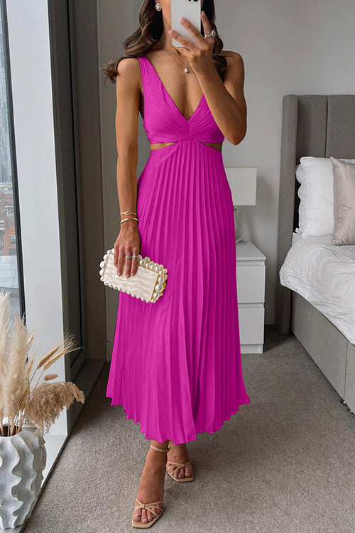 Damska zwiewna sukienka maxi na wesele w kolorze Różowy