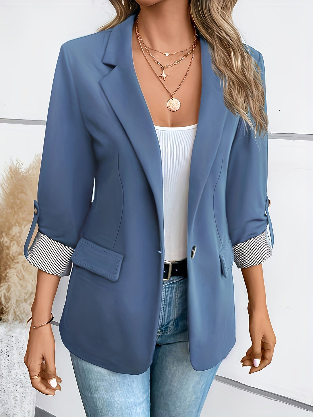 Damski elegancki blazer na każdy dzień w kolorze Dunstblau