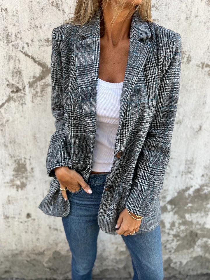 Damski elegancki blazer w kratę