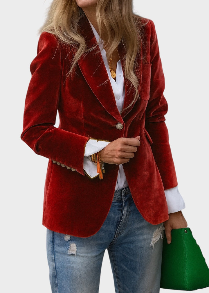 Damski elegancki klasyczny blazer w kolorze Czerwony