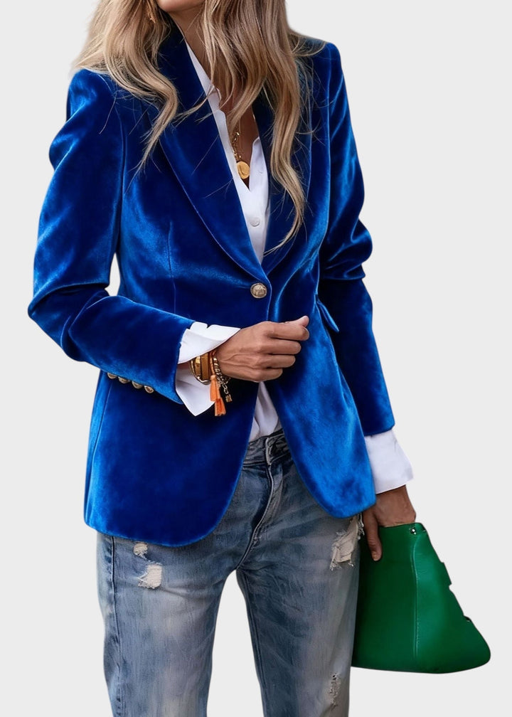 Damski elegancki klasyczny blazer w kolorze Niebieski
